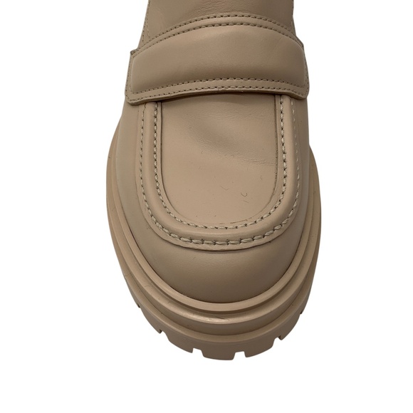 GIANVITO ROSSI BEIGE LUG SOLE LEATHER ARGO LOAFERS - Picture 5 of 8